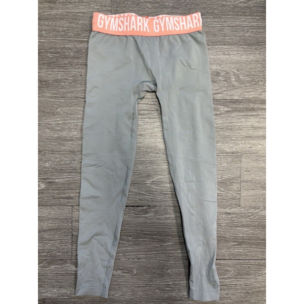 Gymshark Fit Seamless Leggings Grey & Peach Logo Waistband Size XS